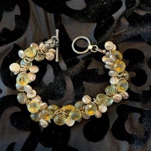 Silver and Faceted Quartz Beads Bracelet